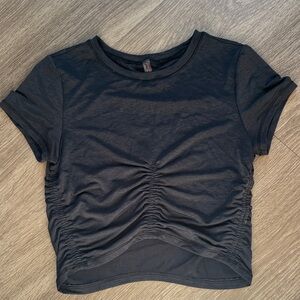 FP Movement by Free People Black Ruched Crop Top